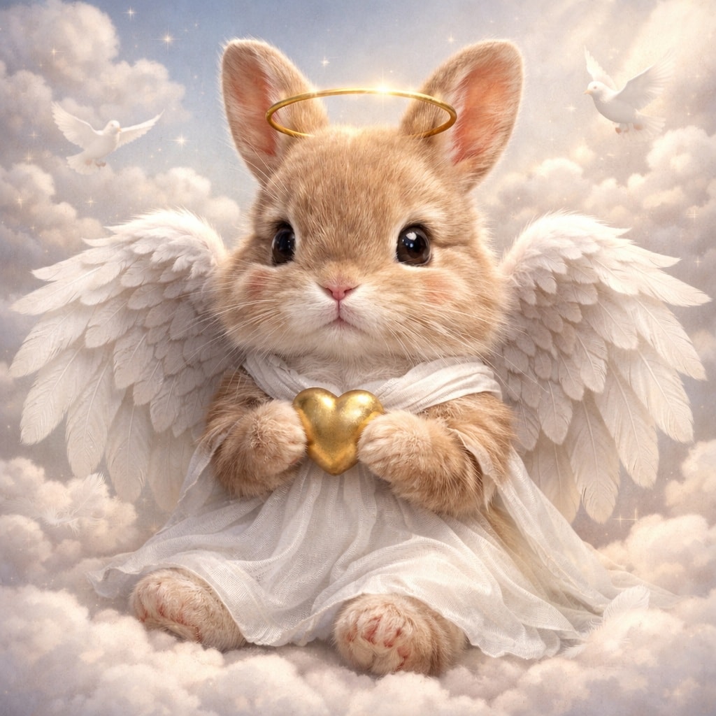 Bunny - A gentle brown angel bunny holding love in the clouds 🤎🐰 | Facebook