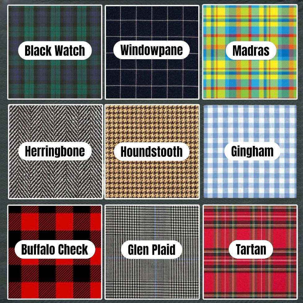 Jason - Back by popular demand… Commonly used plaid/check patterns to ...