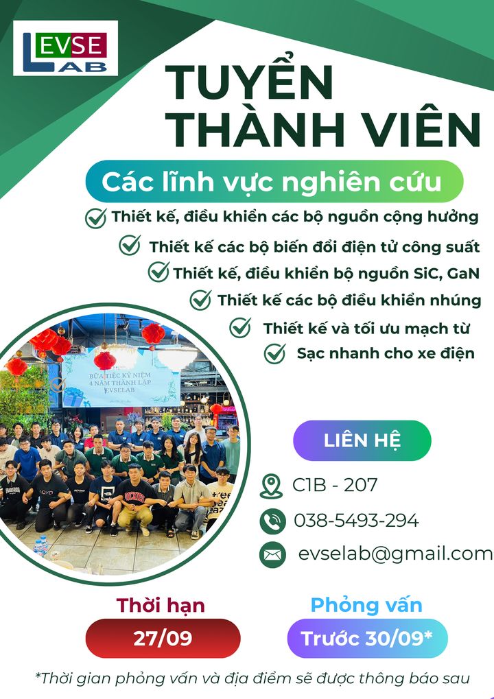 Kênh - [🔥TUYỂN THÀNH VIÊN NHÓM NGHIÊN CỨU EVSE LAB KÌ HỌC 2025.1🔥] Năm ...