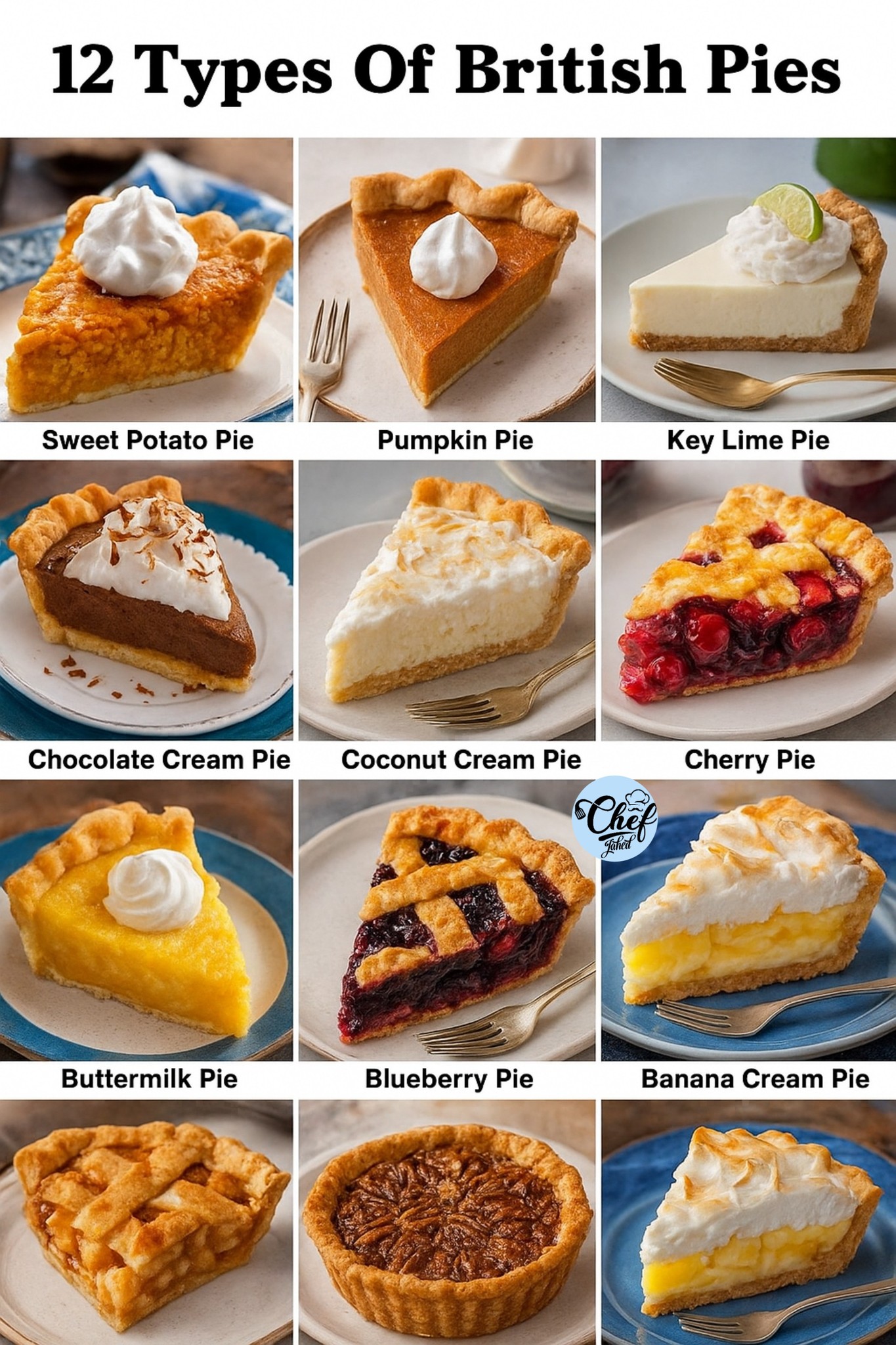 Chef - 12 Types Of British Pies Sweet Potato Pie Pumpkin Pie Key Lime ...