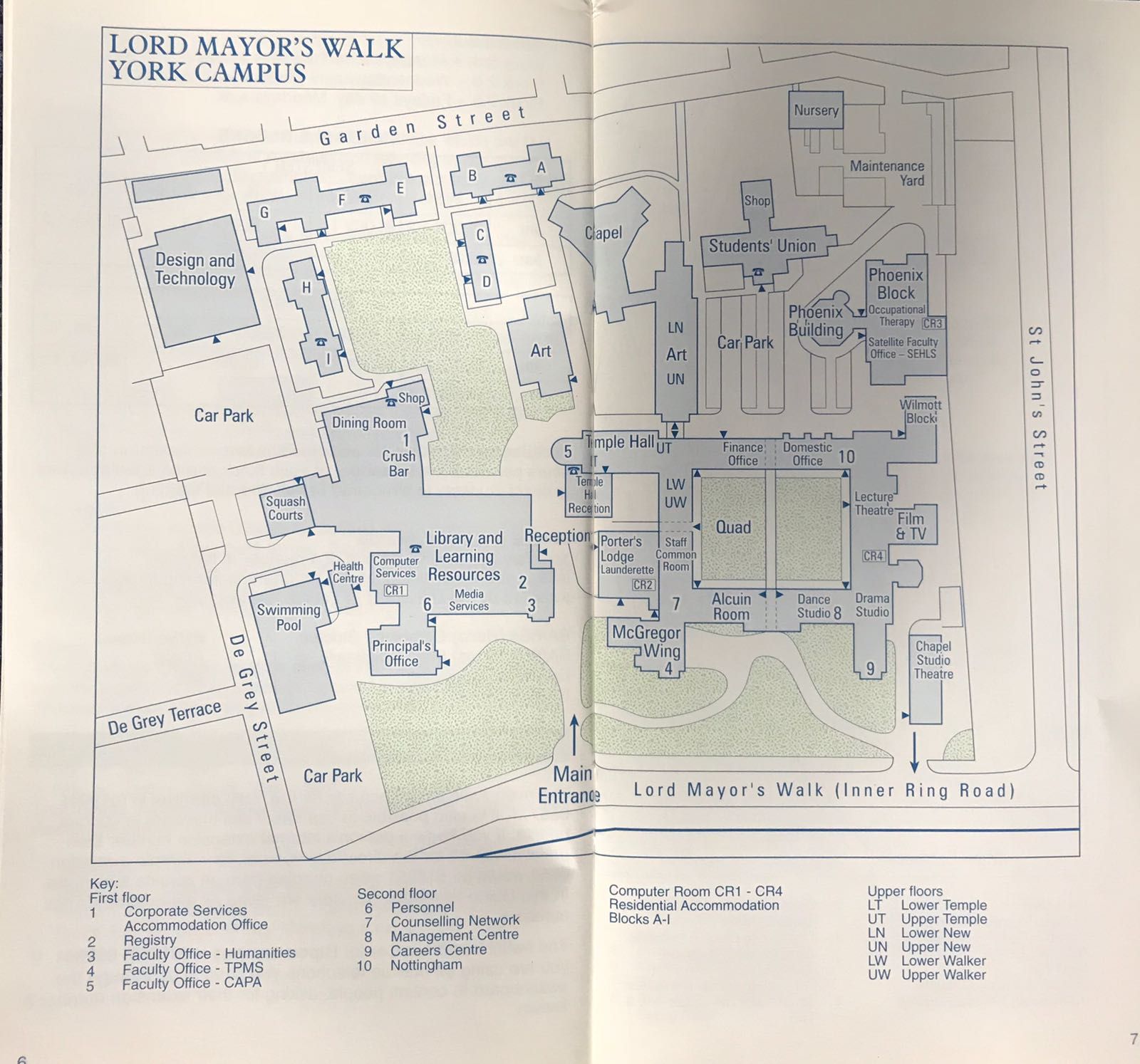 Map of campus from 1990