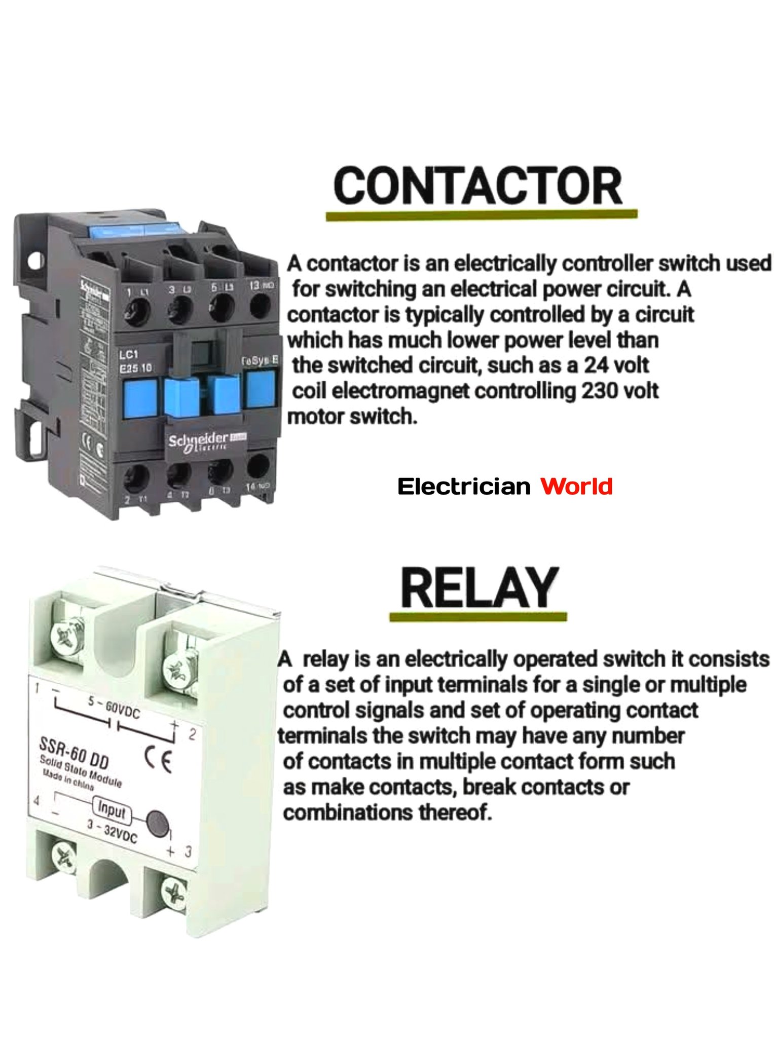 Electrician - contactor Vs relay #electrician_world #education # ...