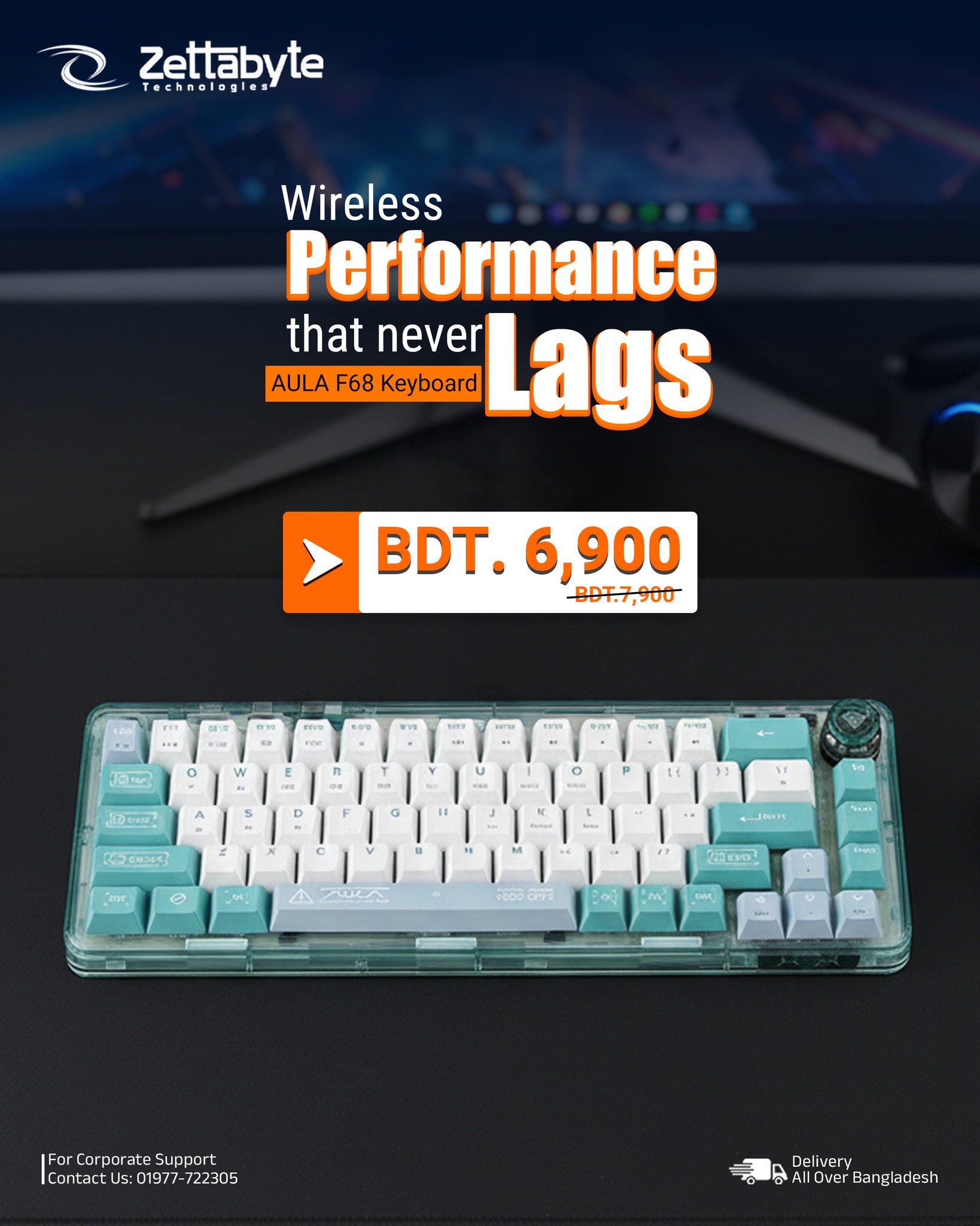 Zettabyte - AULA F68 Tri-mode Mechanical Gaming Keyboard The AULA F68 ...