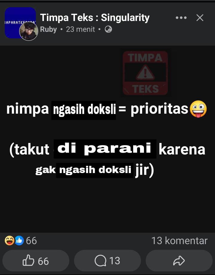 Timpa Teks : Singularity | Facebook