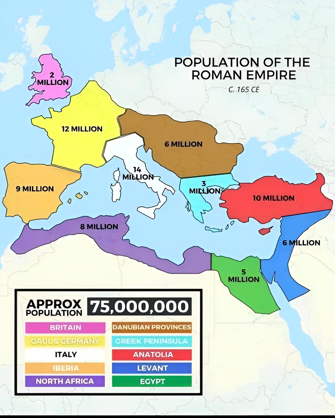 Roman - Population of the Roman Empire Year 165 AD #fblifestyle | Facebook
