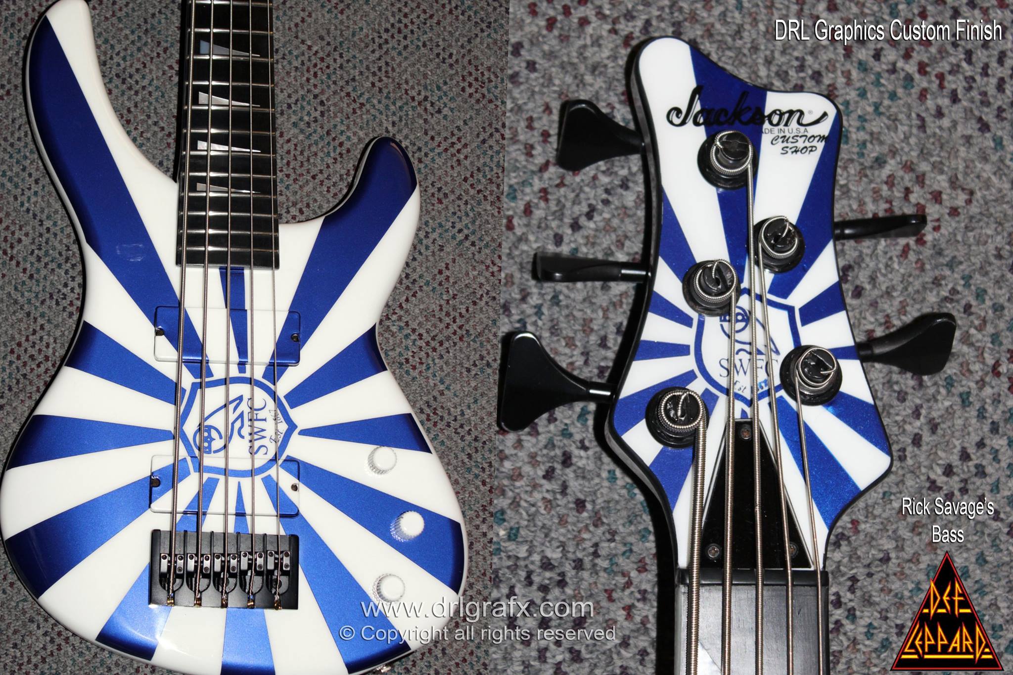 Some of Rick Savage's (Def Leppard) custom Dan Lawrence/DRL