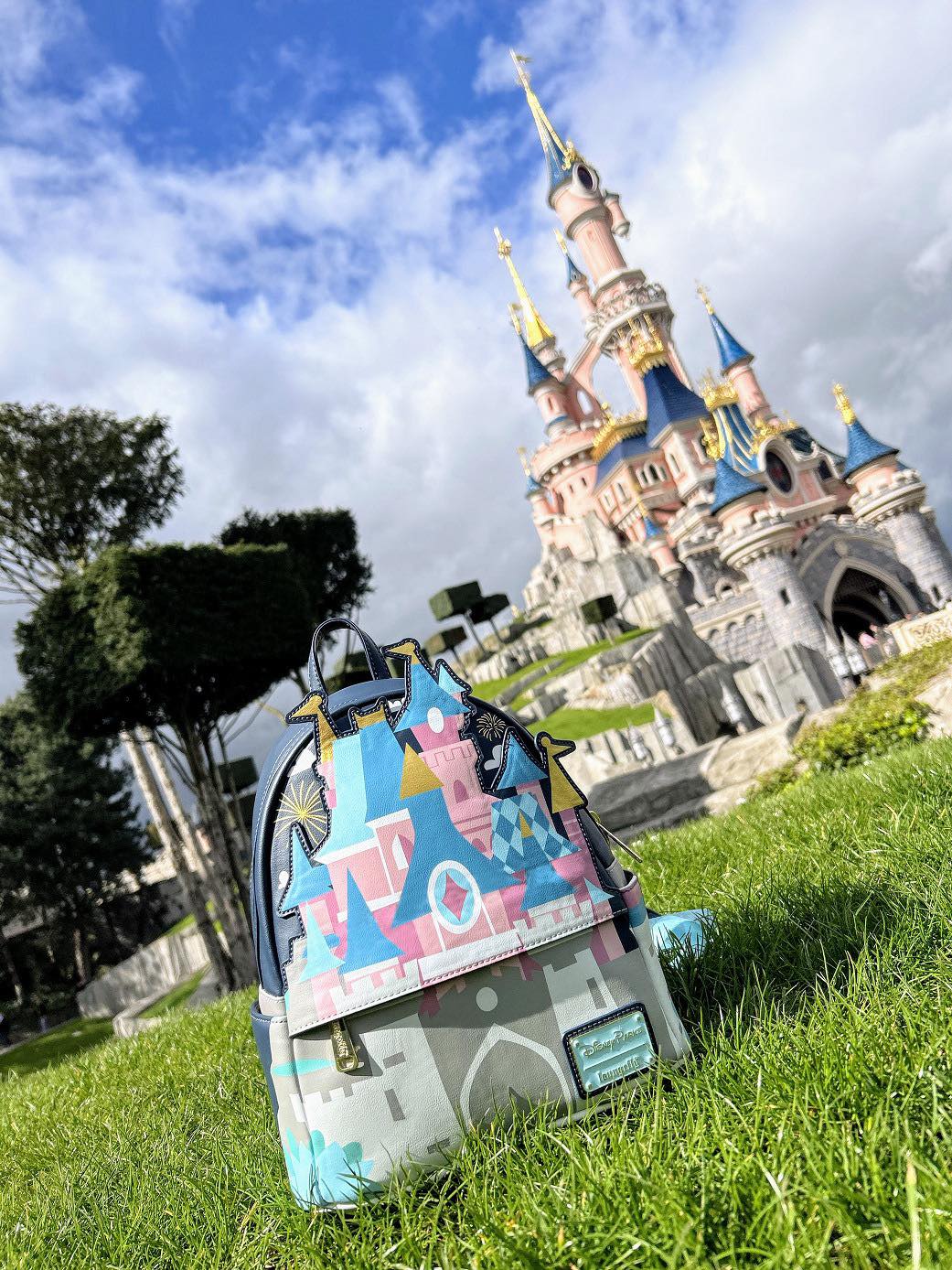 disneyland castle mini backpack Loungefly Sleeping Beauty  Paris Exclusive decreeing Aurora will instead sleep and awaken only with true loves kiss Disney Parks 100 Years Disneyland
