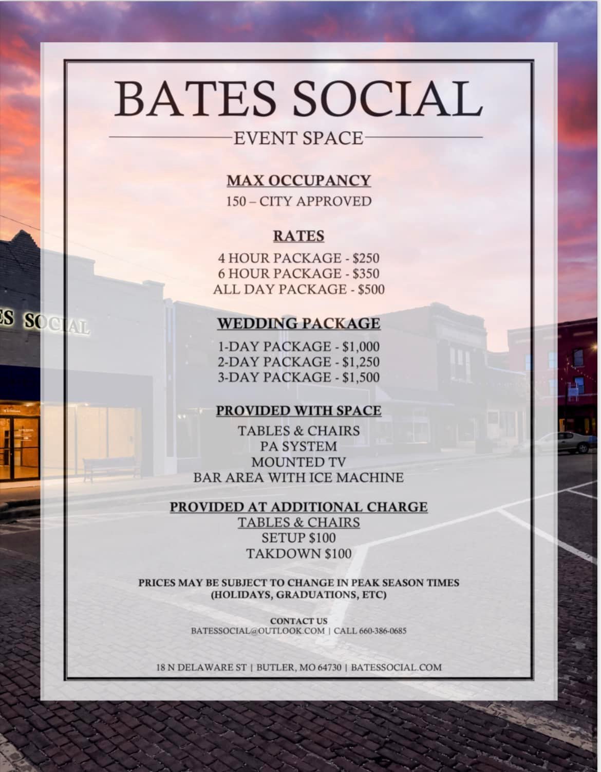 Bates Social Event Space | Butler MO