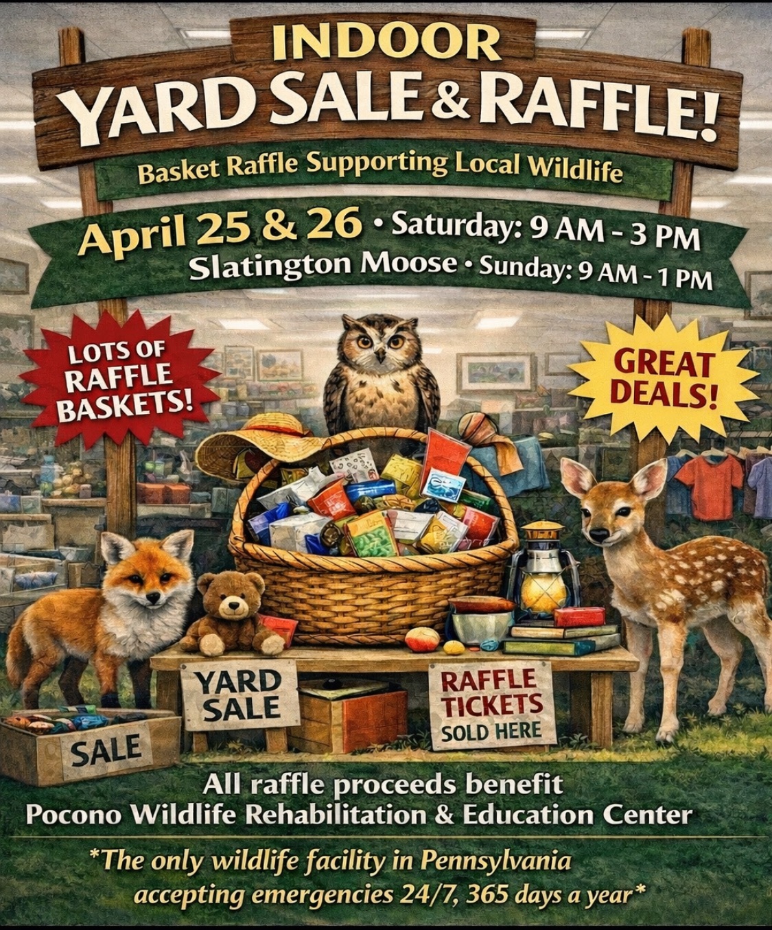 Indoor Yard Sale & Raffle Supporting Pocono Wildlife Rehabilitation ...