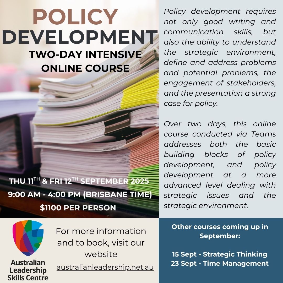 Australian - Policy Development: The Essentials & Beyond Next week | 2 ...