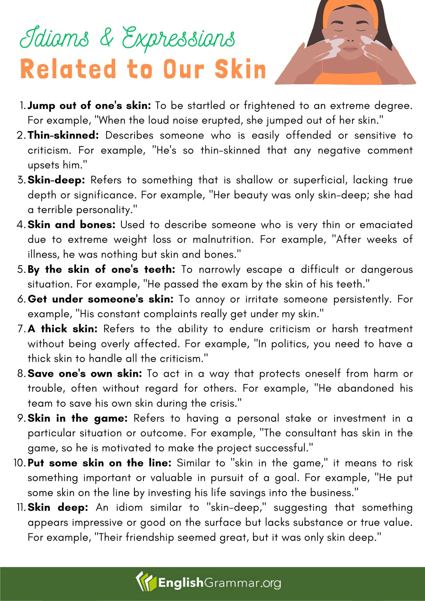 English Grammar - Idioms & Expressions Related to Our Skin