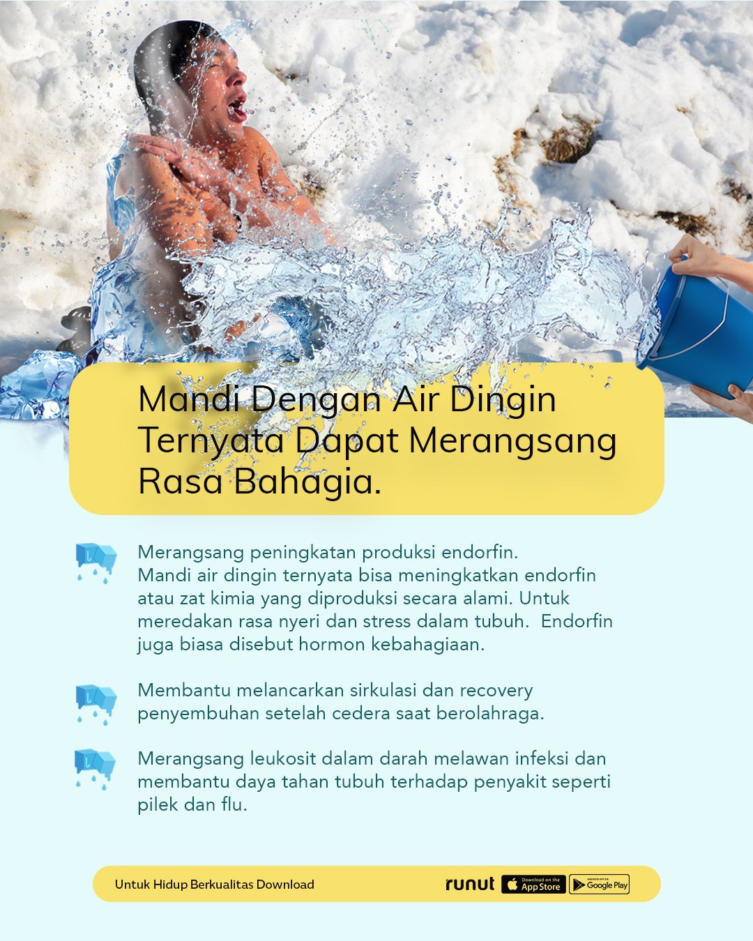 Runut - Selain menyegarkan, mandi juga bermanfaat untuk...