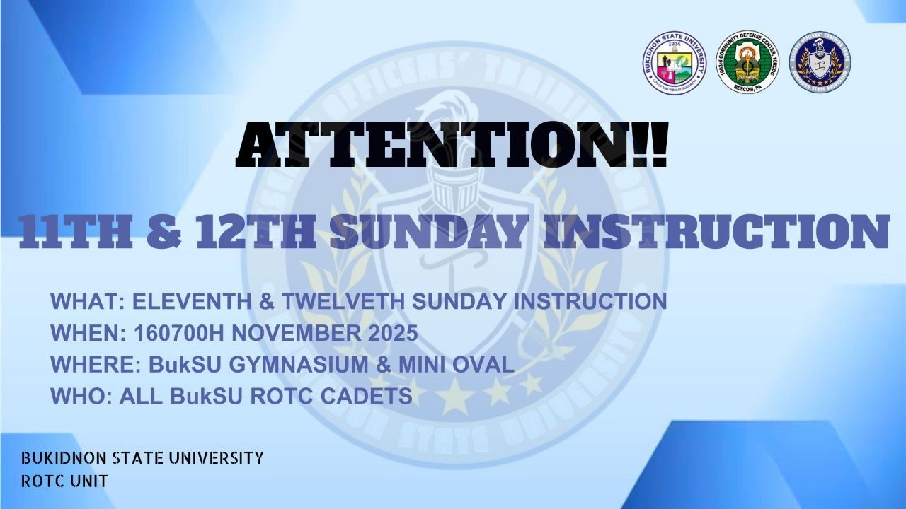 Bukidnon - ATTENTION ‼️ WHAT: 11TH and 12TH REGULAR ROTC FORMATION ...
