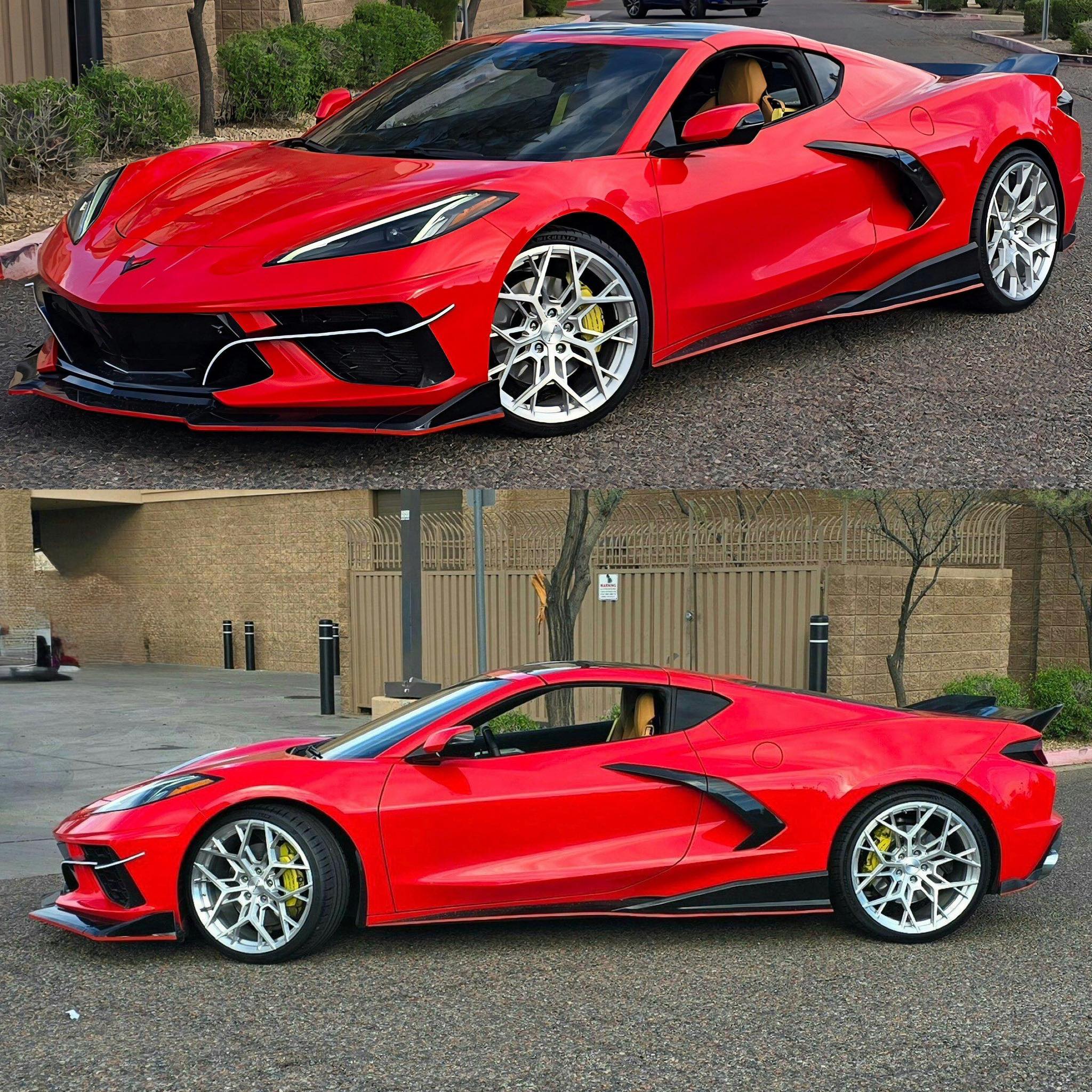 Happy Sunday! Stunning torch red C8 Corvette completed with some