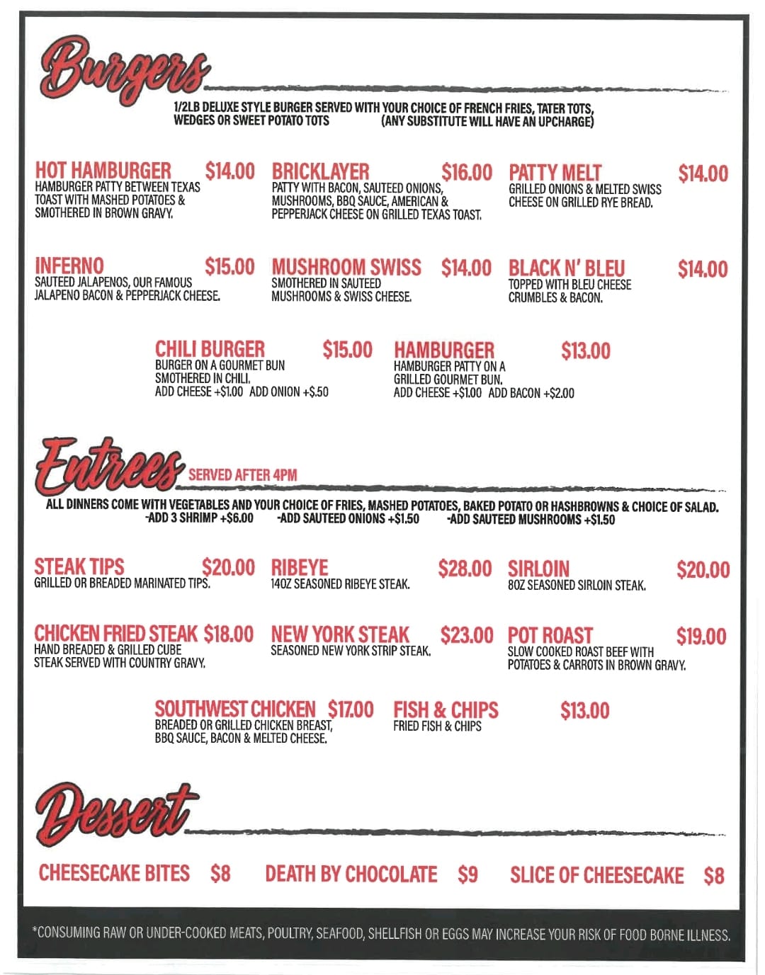 Sidehack Saloon - New menu is in! Come show us some love!