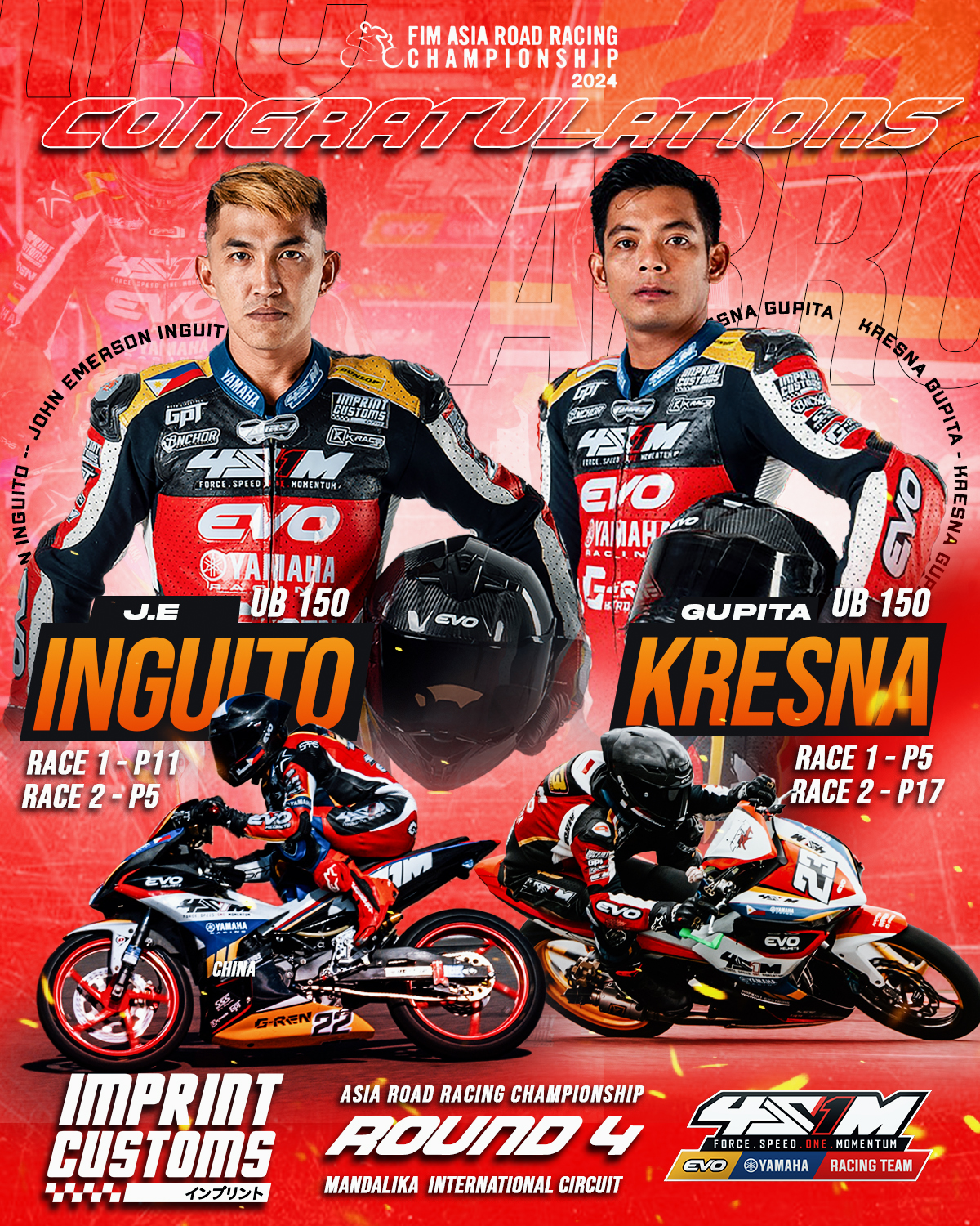 Imprint Customs - 🏁 Exciting results from the Asia Road...