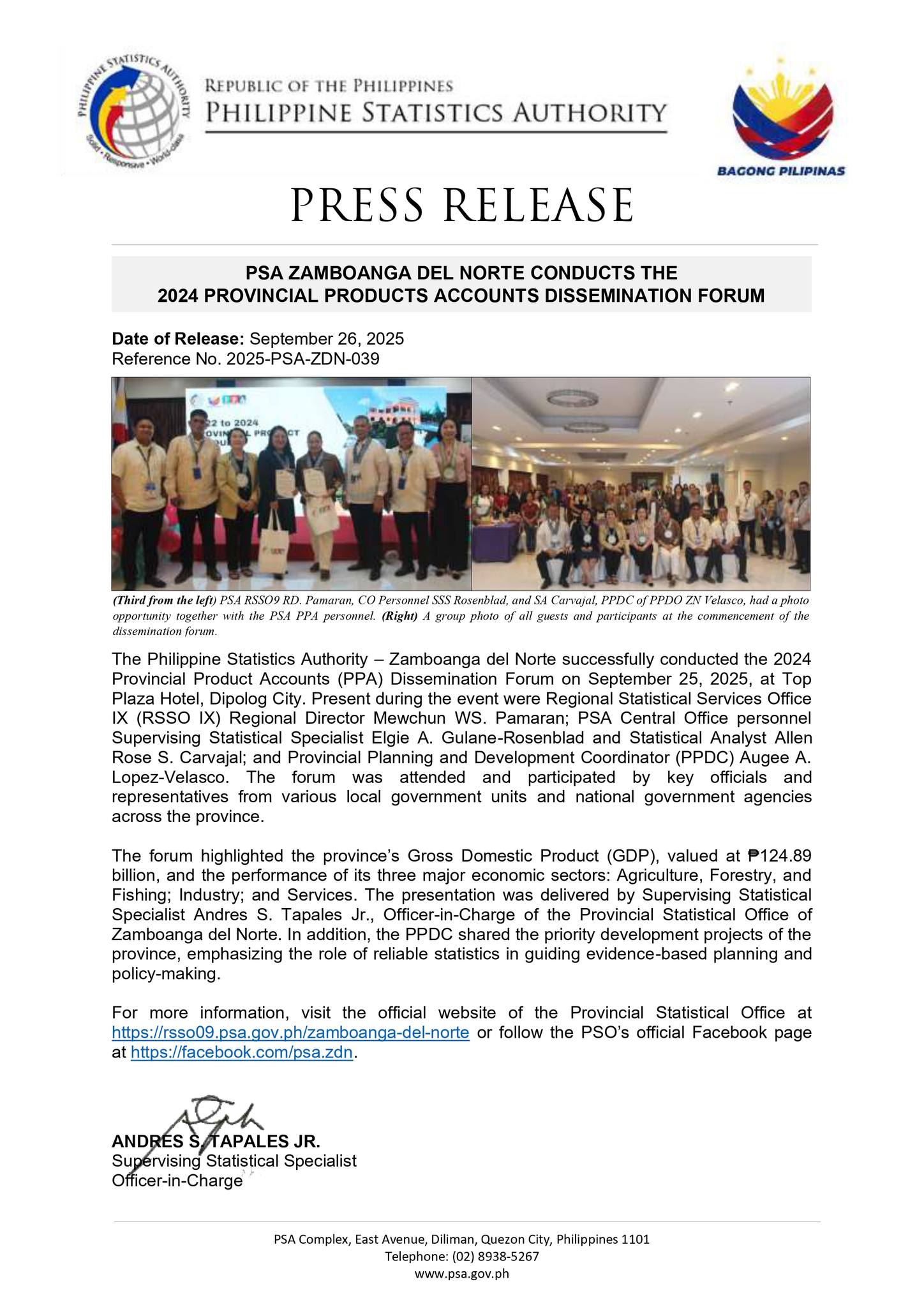 PRESS RELEASE! PSA ZAMBOANGA... - PSA Zamboanga del Norte | Facebook