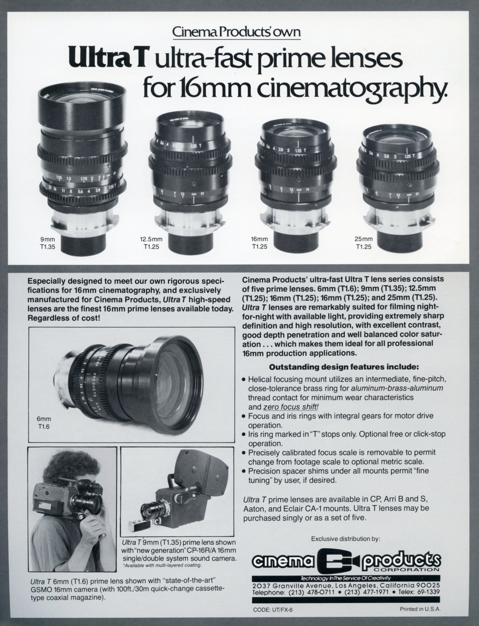 【超希少】Cinema Products Ultra T 9mm T1.35 $1,800 or best offer Selling a rare, beautiful Cinema Products