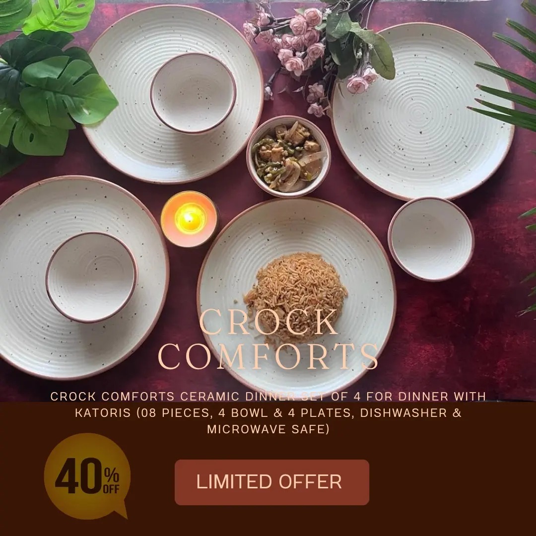 Fleeter - Crock Comforts Ceramic Dinner Set of 4 for Dinner with ...