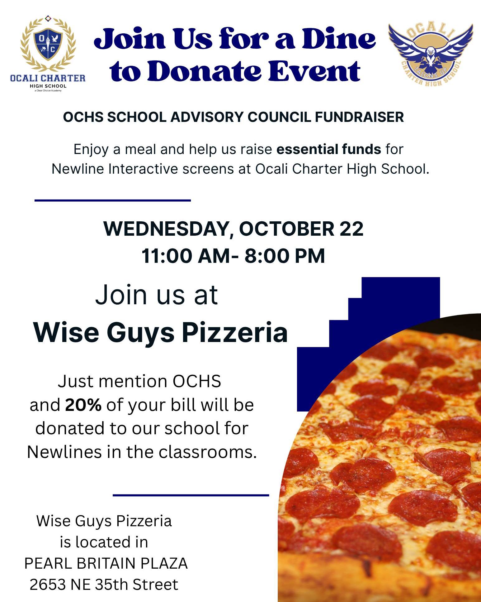 🍕🦅 Join Us for a Dine to... - Ocali Charter High School | Facebook