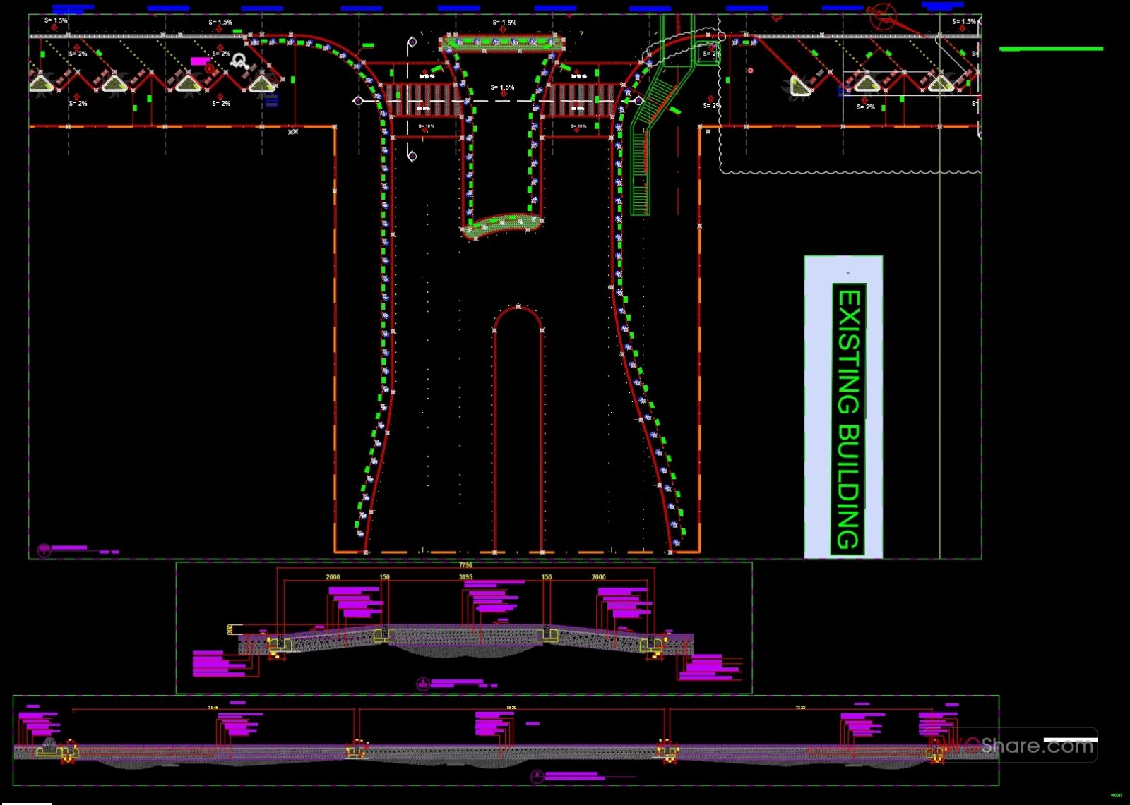Free download Cad Blocks Group | **Bus Stop Layout Plan and Cross ...