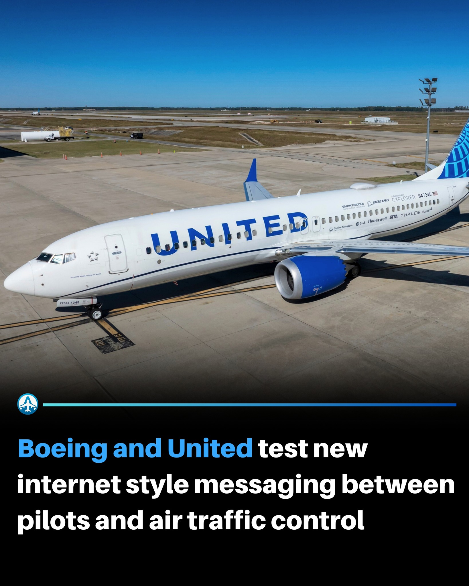 Boeing and United Airlines used a United 737-8 as a flying test