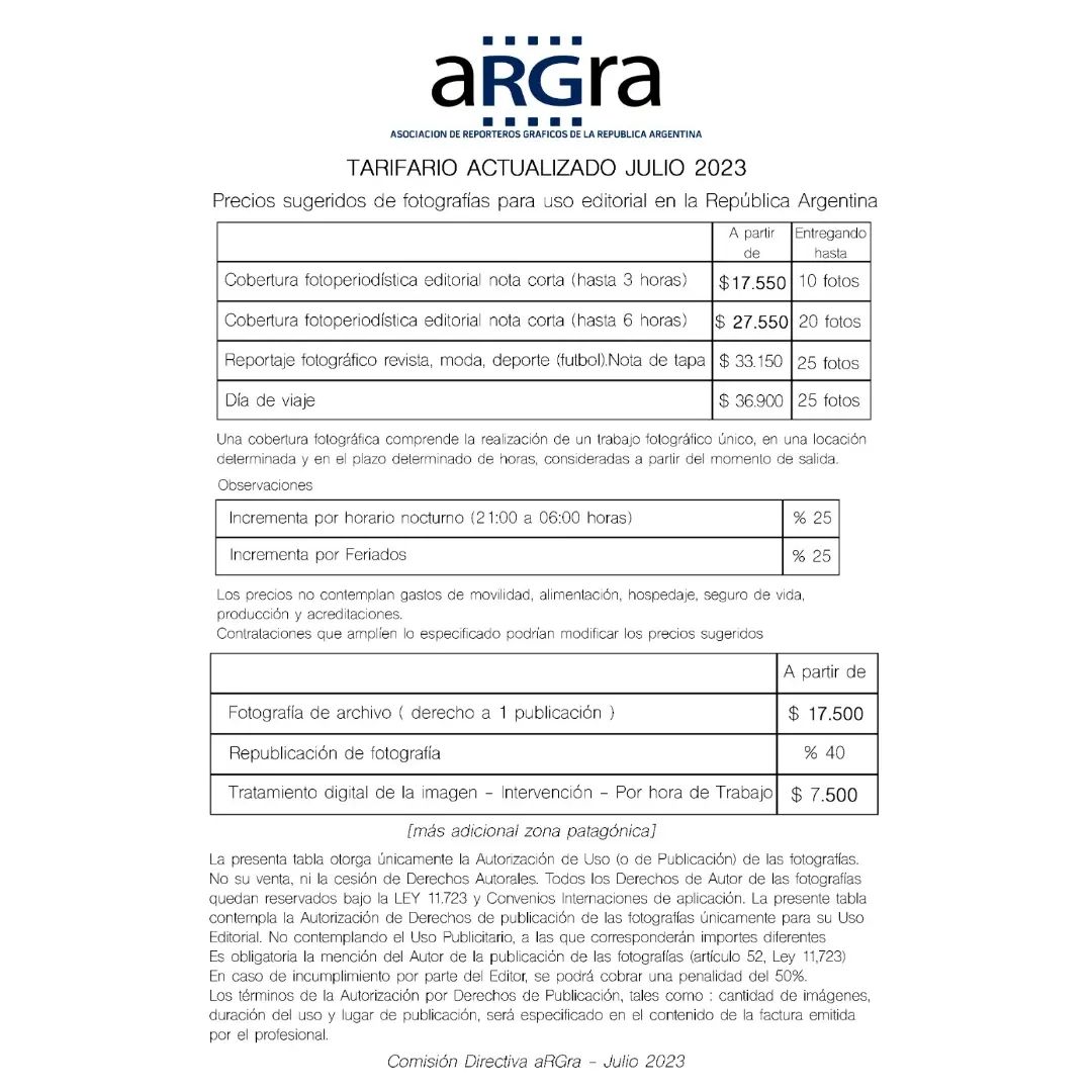 aRGra - 📣TARIFARIO aRGra ACTUALIZADO JULIO 2023 📷 📍Valores sugeridos de ...
