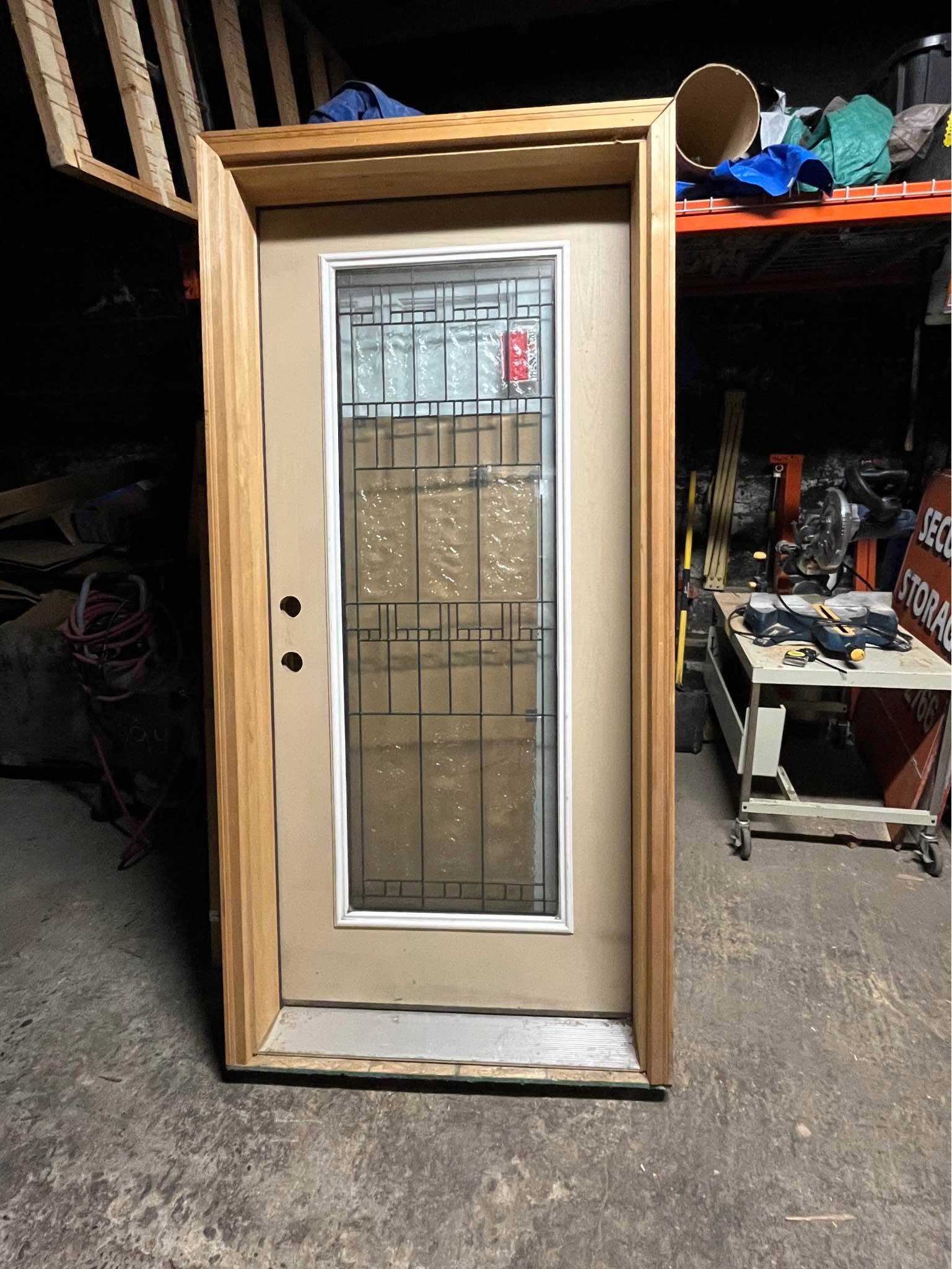 NEW Therm-Tru Fiberglass Full-Lite Exterior Door w/ Sedona Black Glass