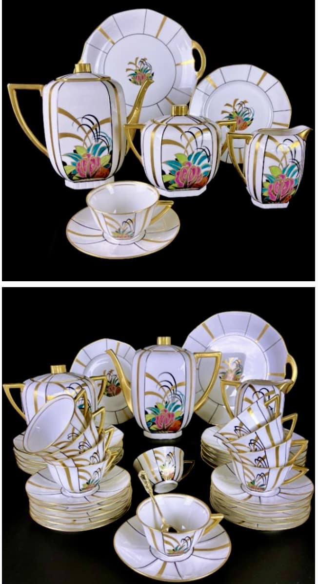 Art Deco coffee and tea set by Jean Boyer, Limoges, France