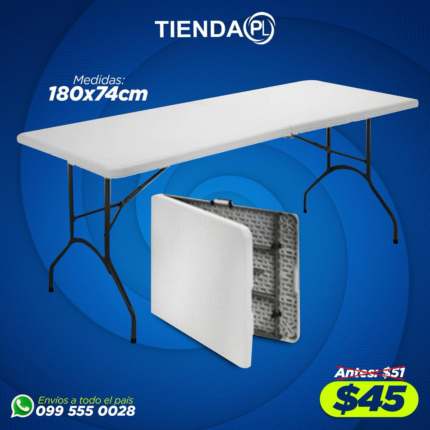 Mesa Plegable Dayron De Catering Y Camping – Rectangular, En 122, 150, 180 O 240 Cm, Con Asa De Transporte