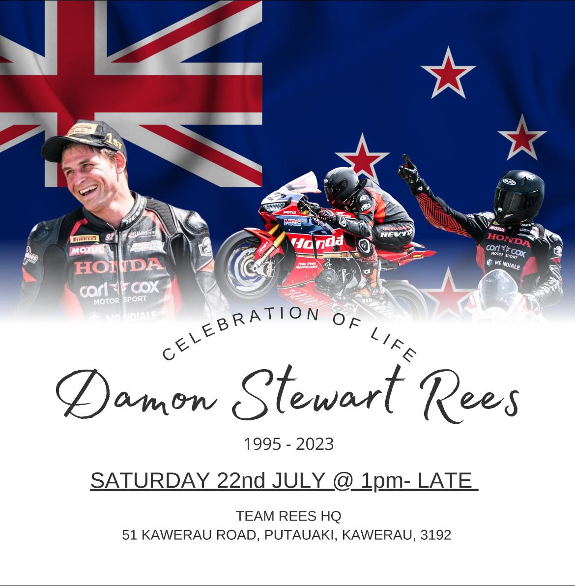 Damon Rees #92 - 🇳🇿 DAMON REES - NZ CELEBRATION OF LIFE 🇳🇿... | Facebook