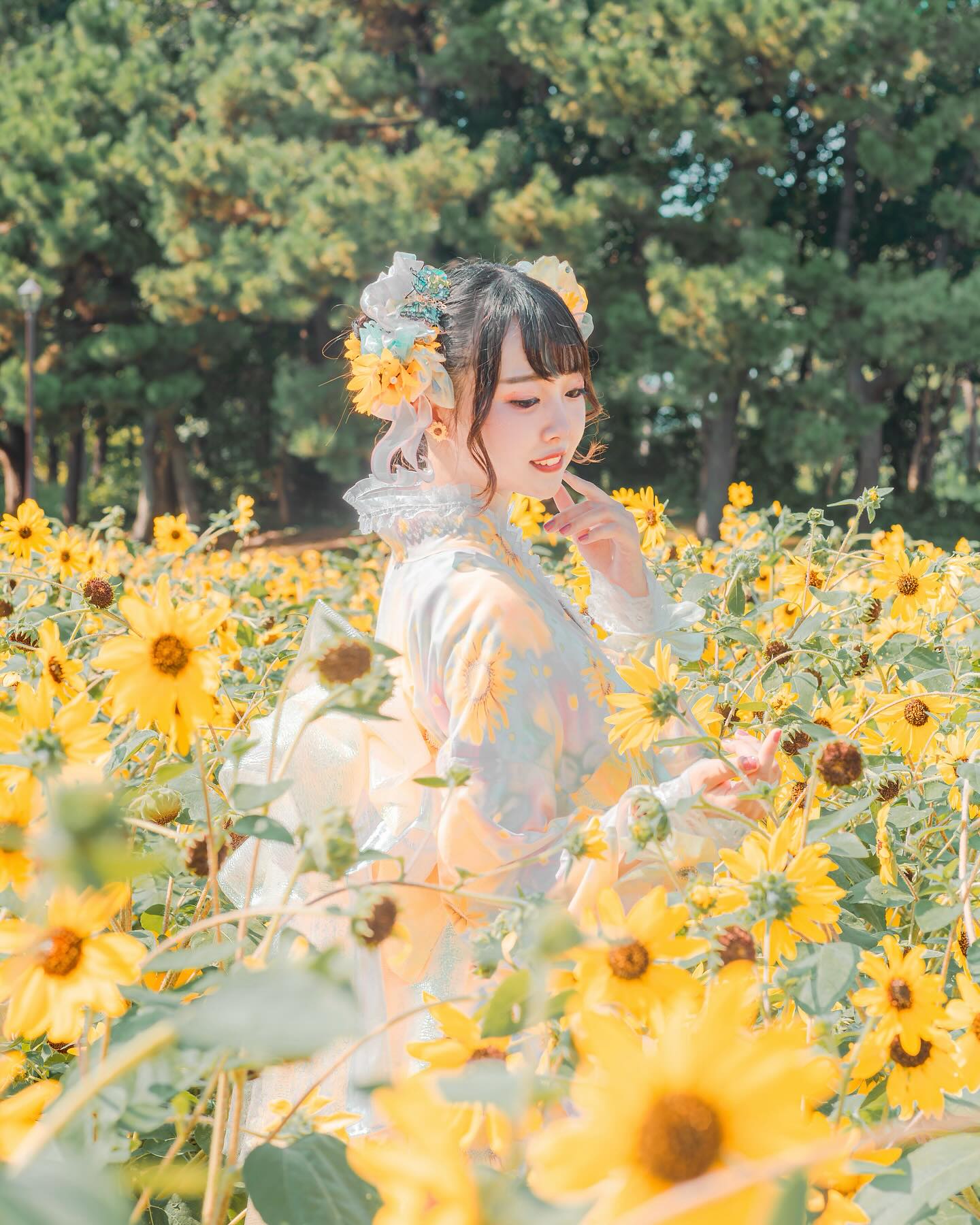 ひまわりの浴衣でひまわり畑行ってきた🌻 （さわだ屋さんの向日葵姫