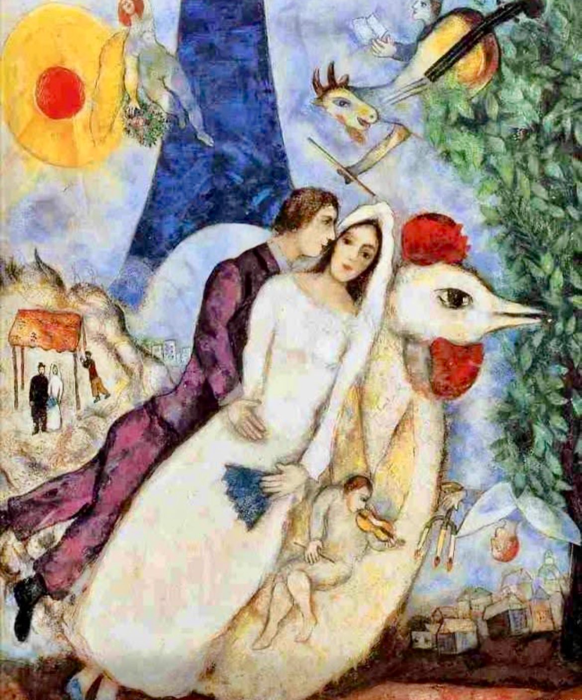 Marc Chagall The Betrothed and Eiffel Tower (Les fiancés de la