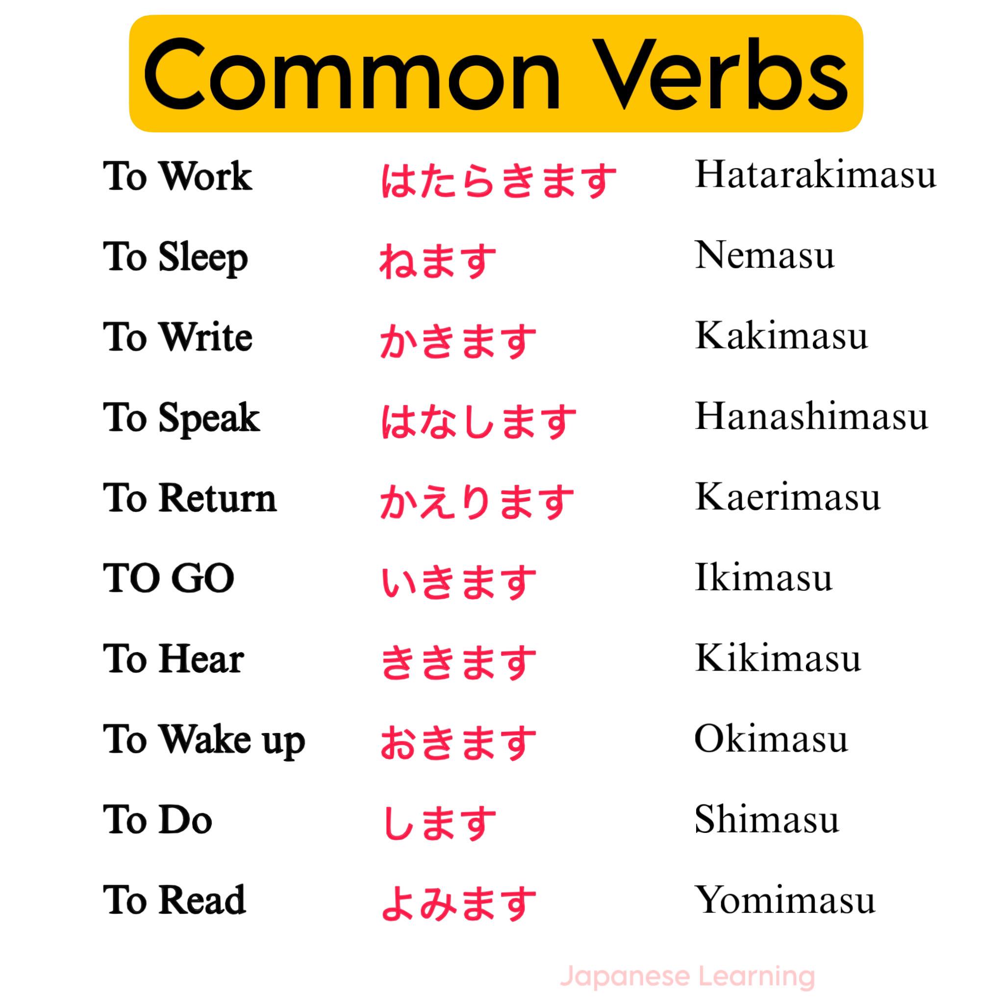 Learn Japanese everyday | Most uses Japanese verb list 🥰 | Facebook