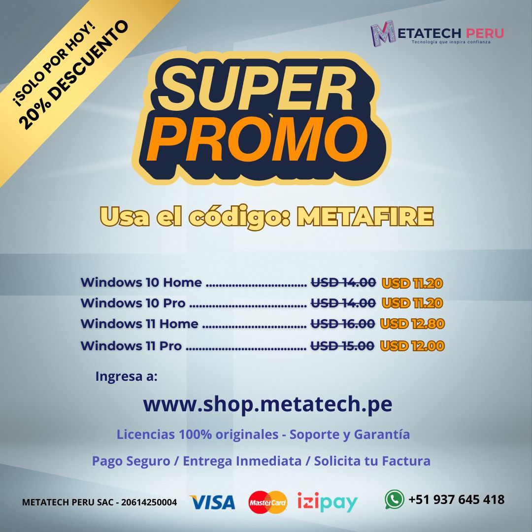 Metatech - 🔥 ¡SOLO POR HOY! -20% OFF en Licencias Windows Originales 🔥 ...