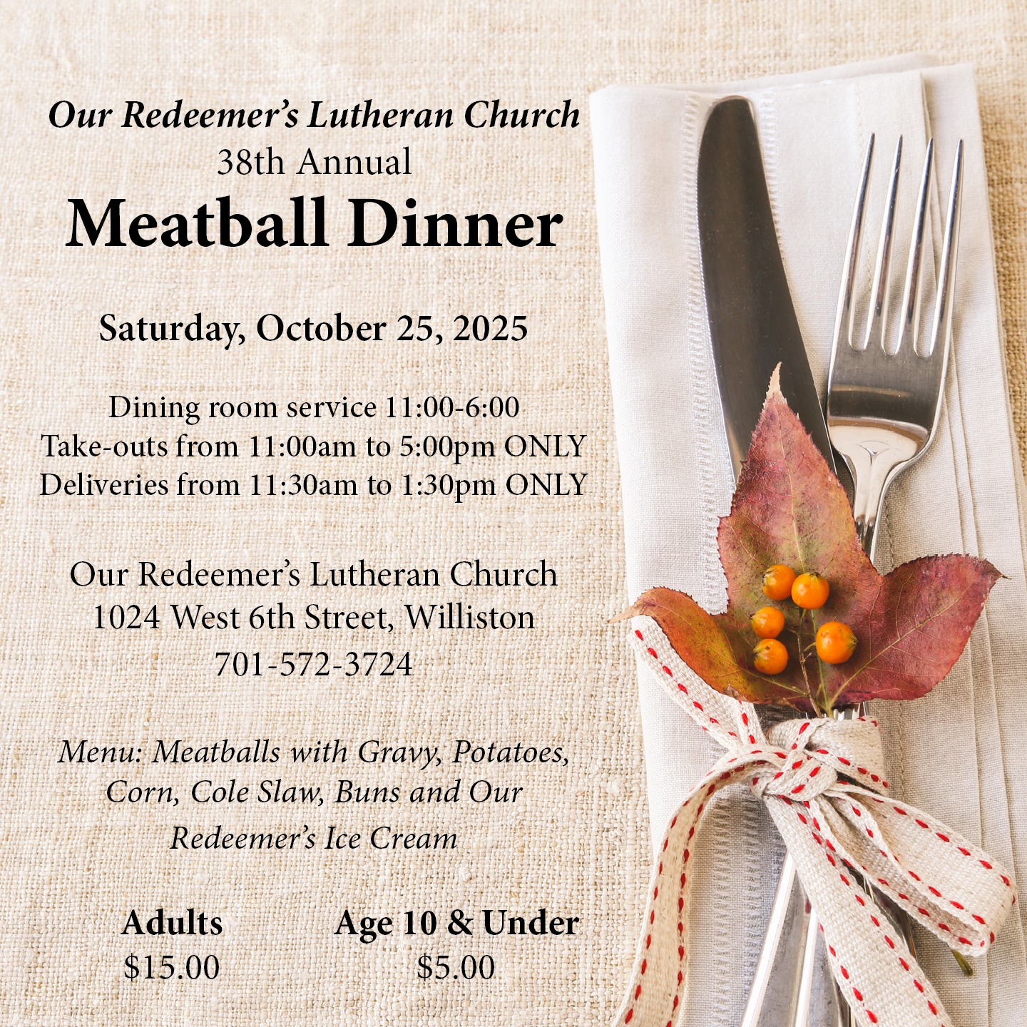 Williston Connections | Our Redeemer's Lutheran Church Annual Meatball ...