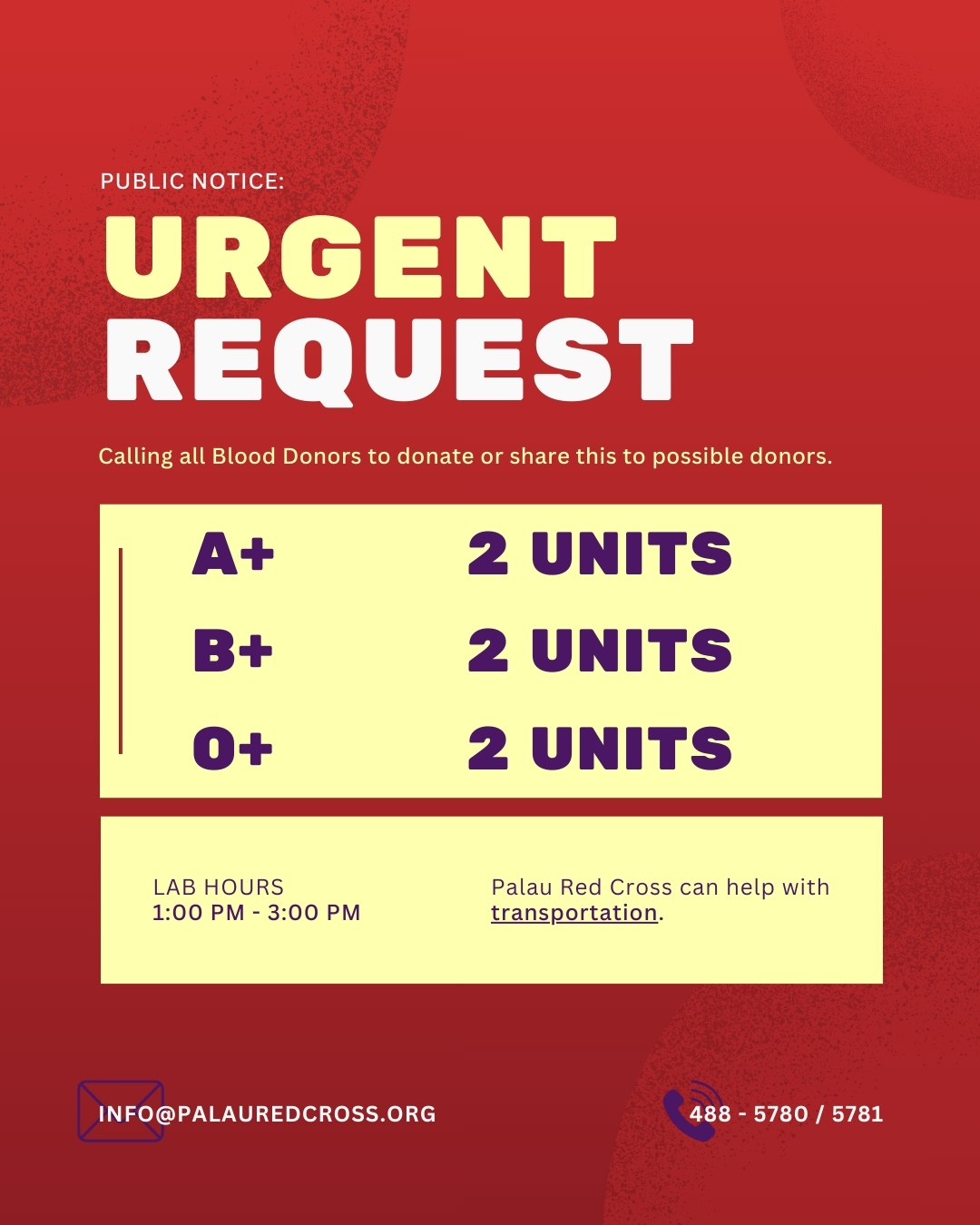 Palau - ~Give the gift of life, donate blood~ 🙏 Calling out for blood ...