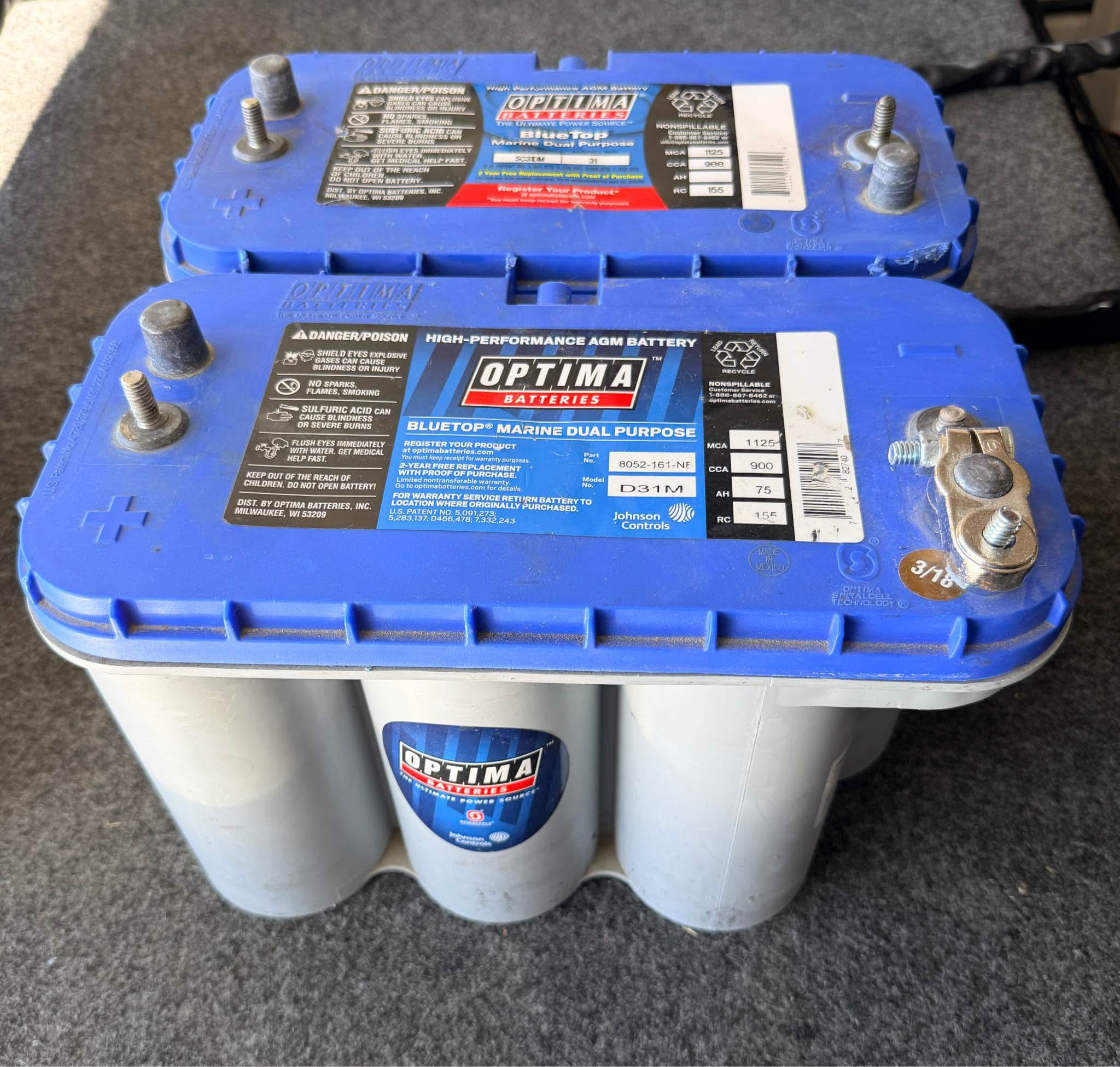 2 - 12V Optima D31M Trolling Motor Batteries - Batteries - Granger ...