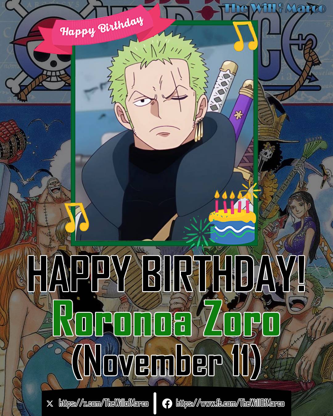 Happy birthday to four one piece characters