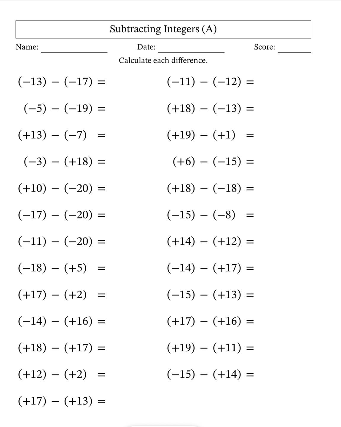 Learn - Subtracting Integers – Practice Made Simple! Build confidence ...