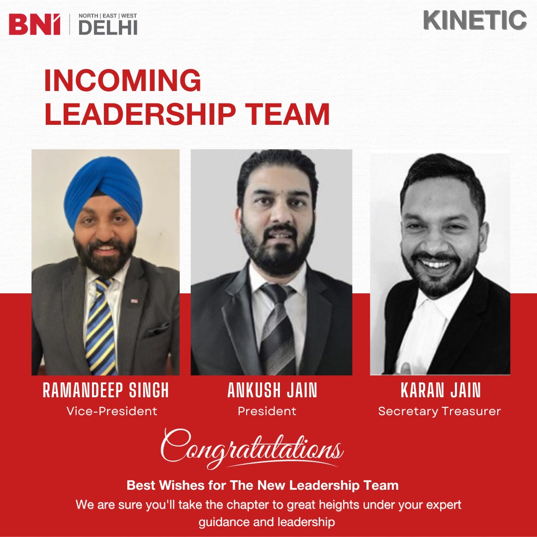 BNI New Delhi - Congratulations to the new Leadership of...