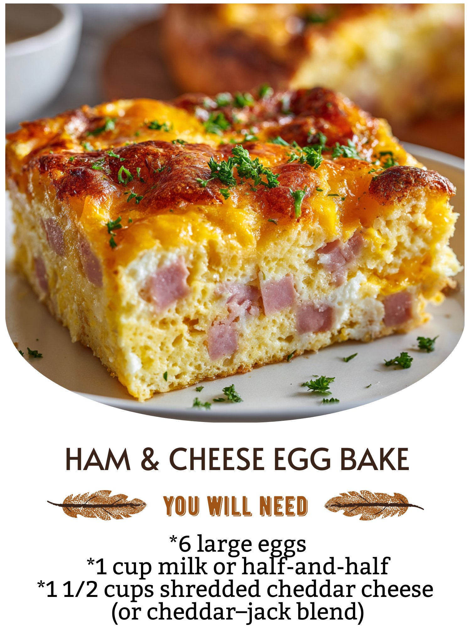 Simple - 🍳🧀 Ham & Cheese Egg Bake 🥓🔥 Fluffy, cheesy, and packed with ...