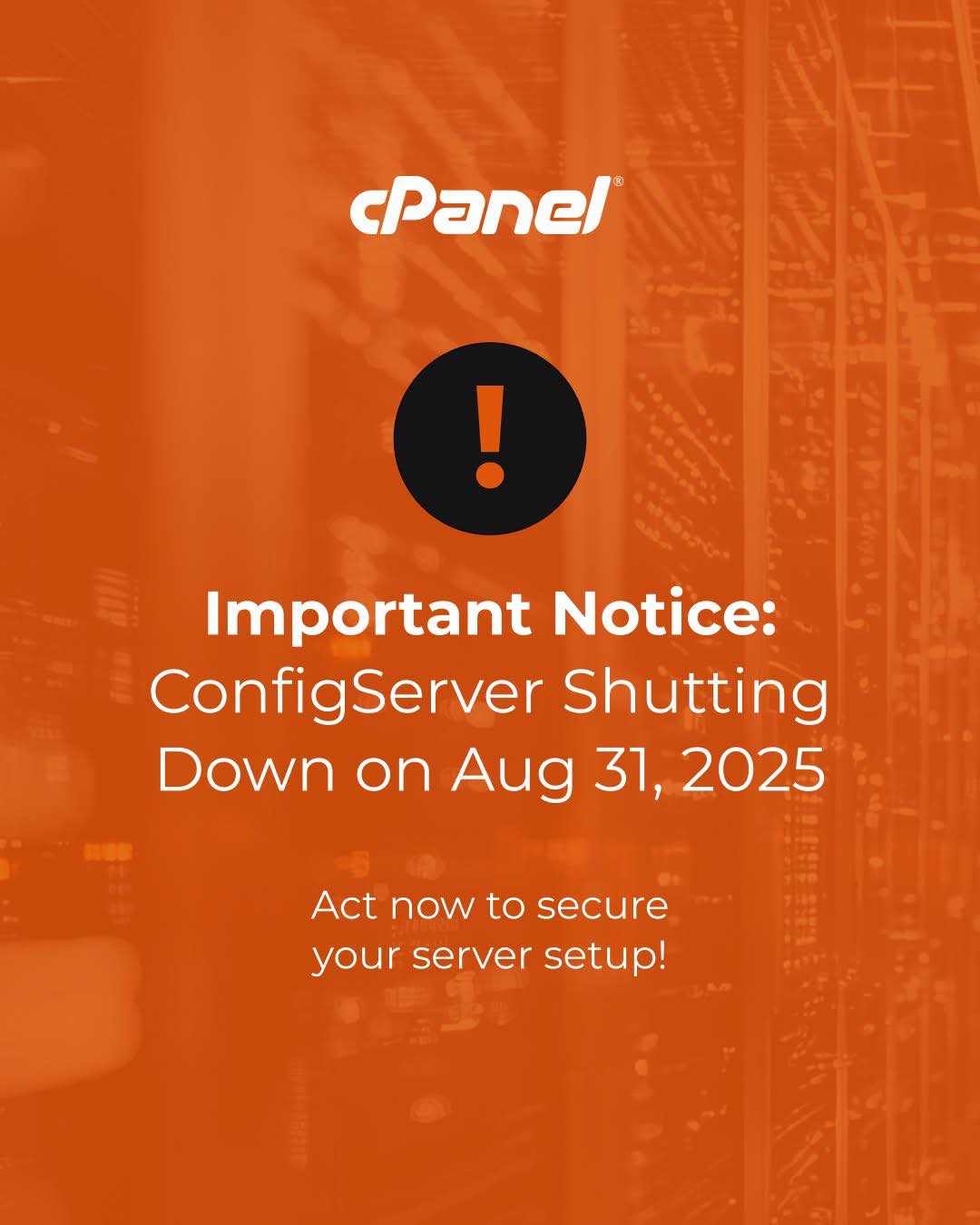MotionHost - Important Update from cPanel: ConfigServer Shutdown ...