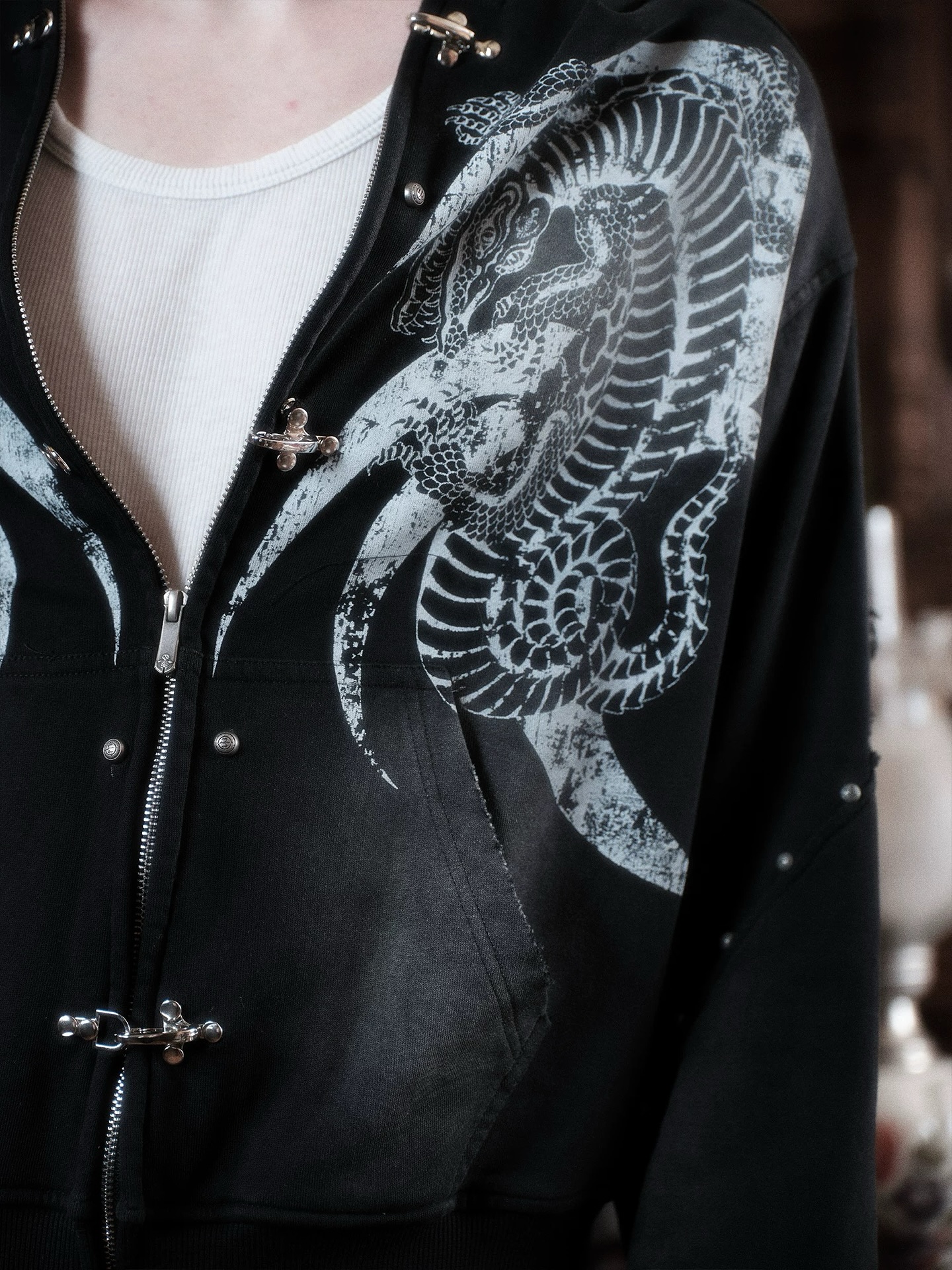 WANNA LAB “Double Crocodile” Shark Hoodie 2290B S-XL #เสื้อ 