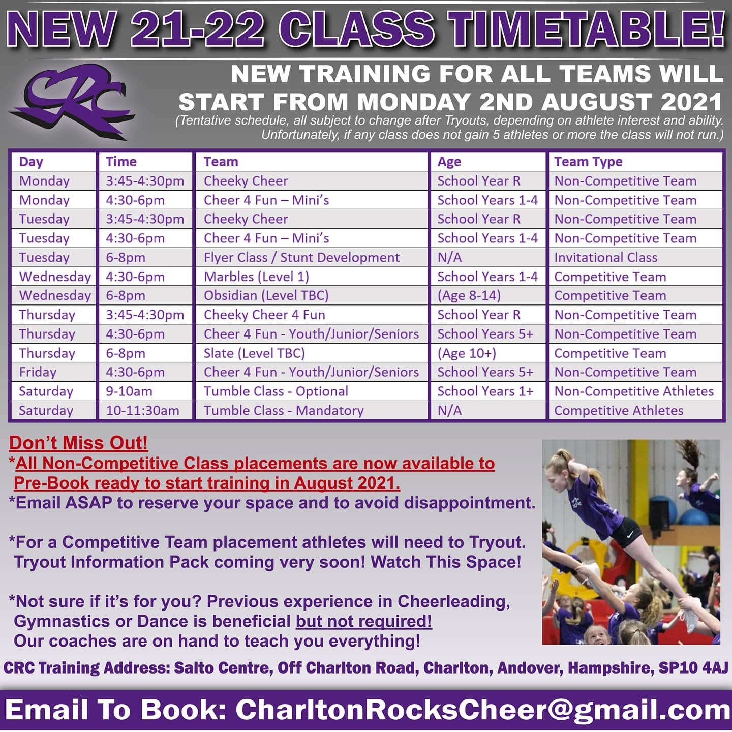 NON-COMPETITIVE CLASSES ARE NOW... - Charlton Rocks Cheer | Facebook