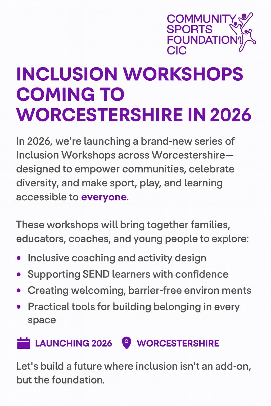 Community - 🌟 Inclusion Workshops Coming to Worcestershire in 2026 🌟 ...