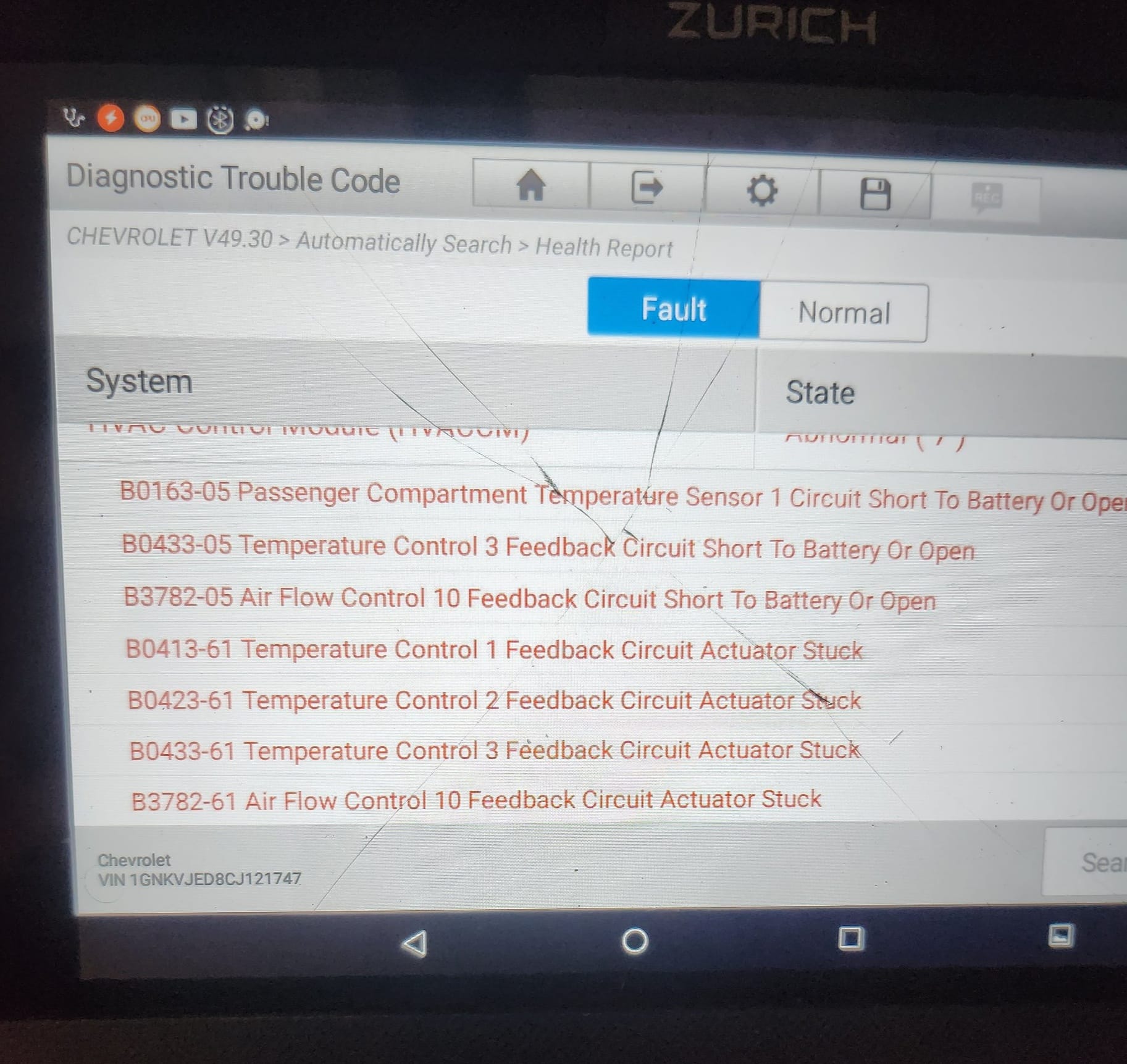 What are the possible causes of diagnostic codes after changing