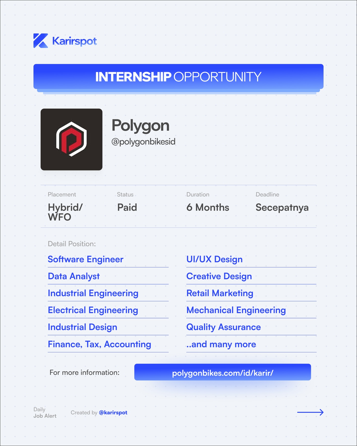 Karirspot - Hello Internship Seekers! 👋 Polygon... | Facebook