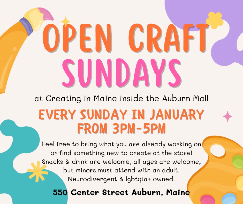 Open Craft at Creating in Maine inside the Auburn Mall