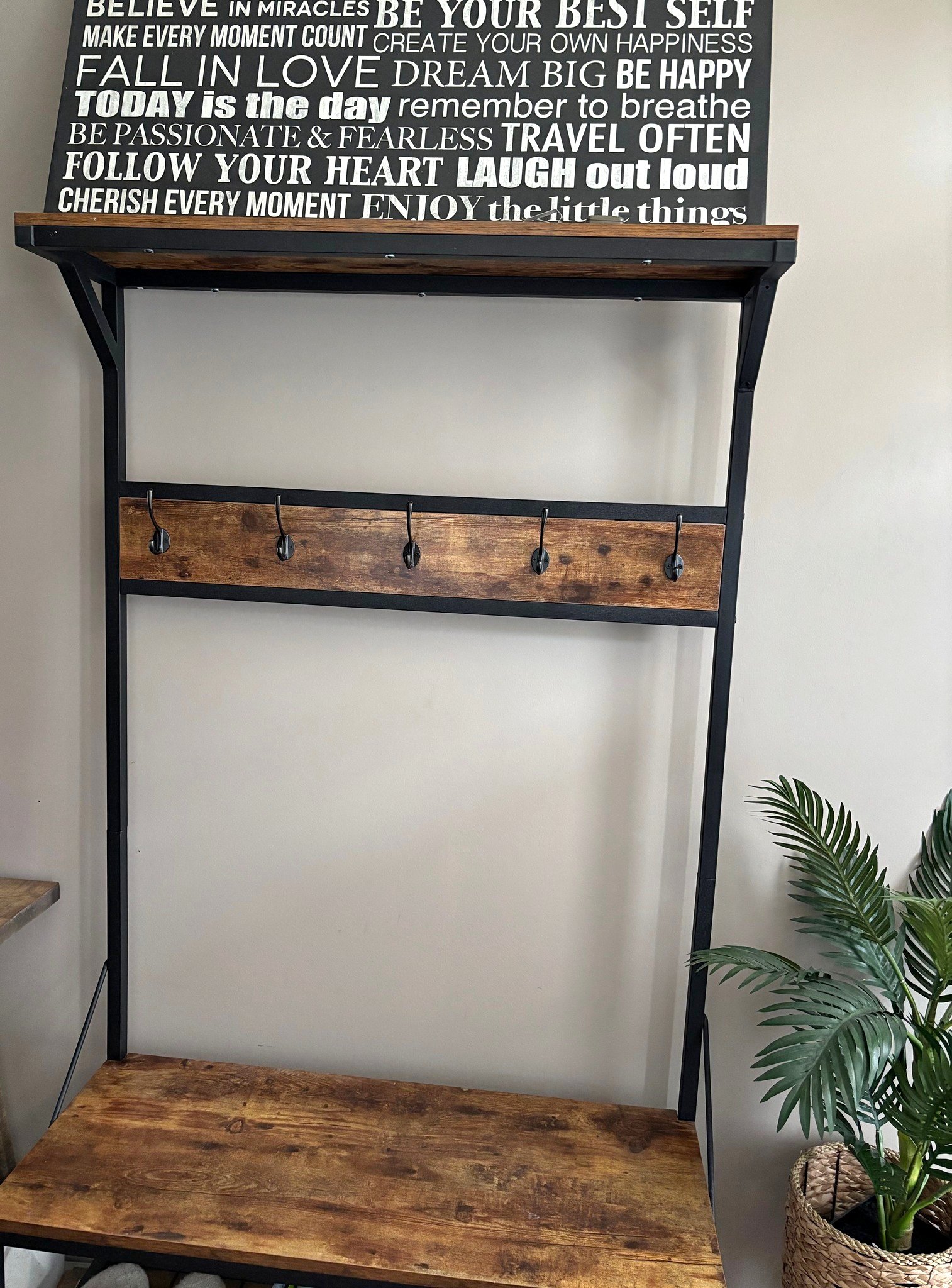 Entryway Coat Rack with Bench & Shoe Storage - Hall Trees & Coat Racks ...